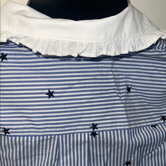 Kate Spade Stars & Stripes Poplin Shirt with Ruffle Collar & Cuffs NWOT - Picture 7 of 10